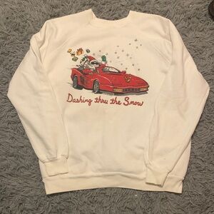 White Christmas Sweater with Santa Design